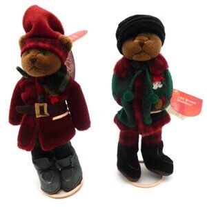 Set of 2 Russ Old World Teddies Farnsworth Bingley Plush with Stands and Tags